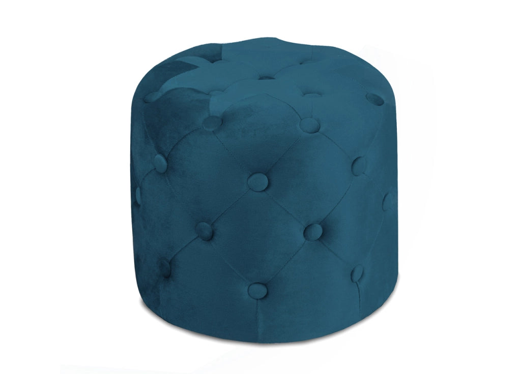 Pouf Salotto/Camera Con Bottoni Imbottito Modello Velvet Parigi In Tinta Unita - Pouf - Petrolio