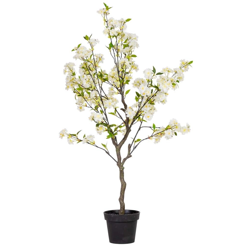 Pianta di ciliegio artificiale decorativa bianco 74x69x132
