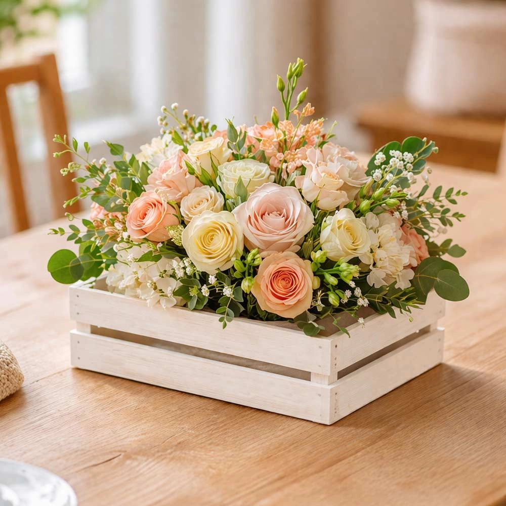 Cassette contenitori in Legno naturali Bianche da 5 Pezzi 28 X 18 X h 8 cm
