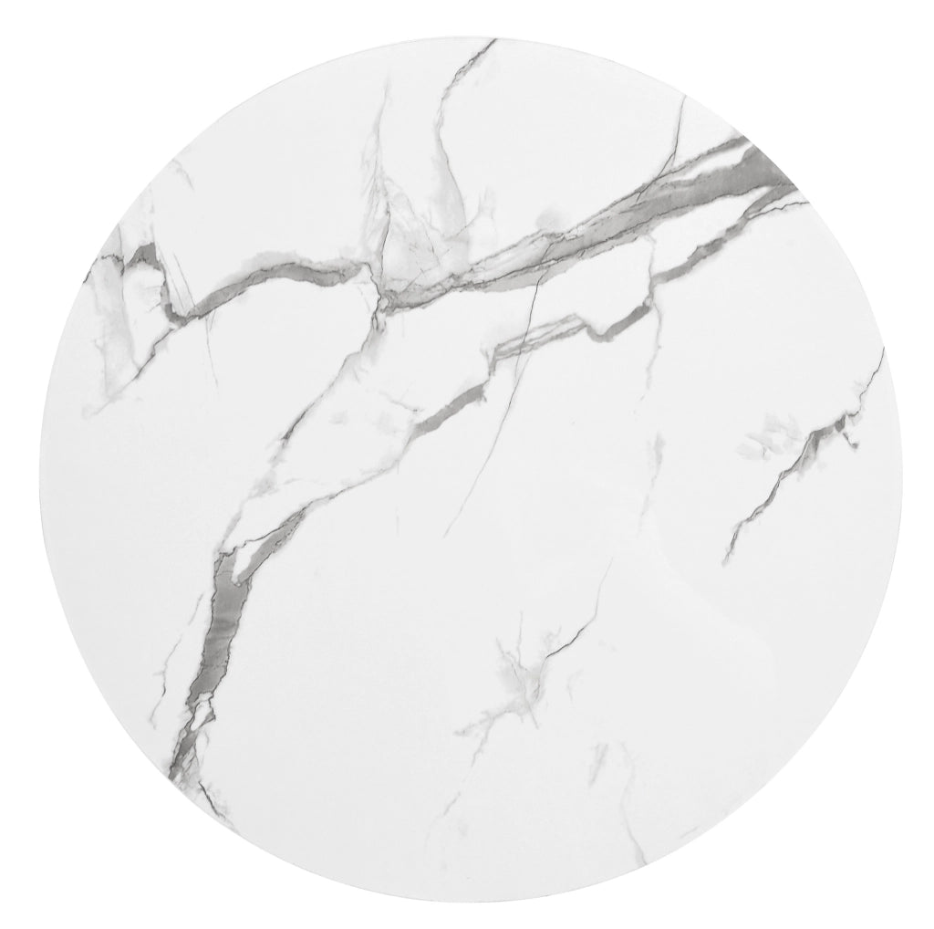 Set di 2 tavolini da caff¨¨ rotondi in MDF bianco effetto marmo lucido