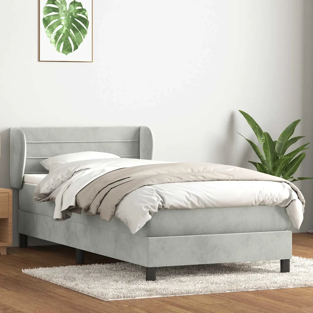 Giroletto a Molle con Materasso grigio chiaro 90x210 cm Velluto