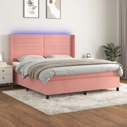 Letto a Molle con Materasso e LED Rosa 180x200 cm in Vellutocod mxl 123402