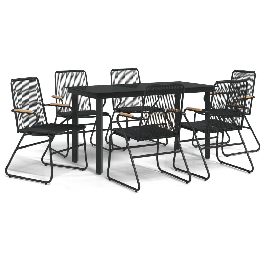 Set da Pranzo da Giardino 7 pz Nero in Rattan PVCcod mxl 73544