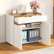Mobile contenitore 80x40x70 cm con ripiani regolabili; cassetto e 2 vani; bianco