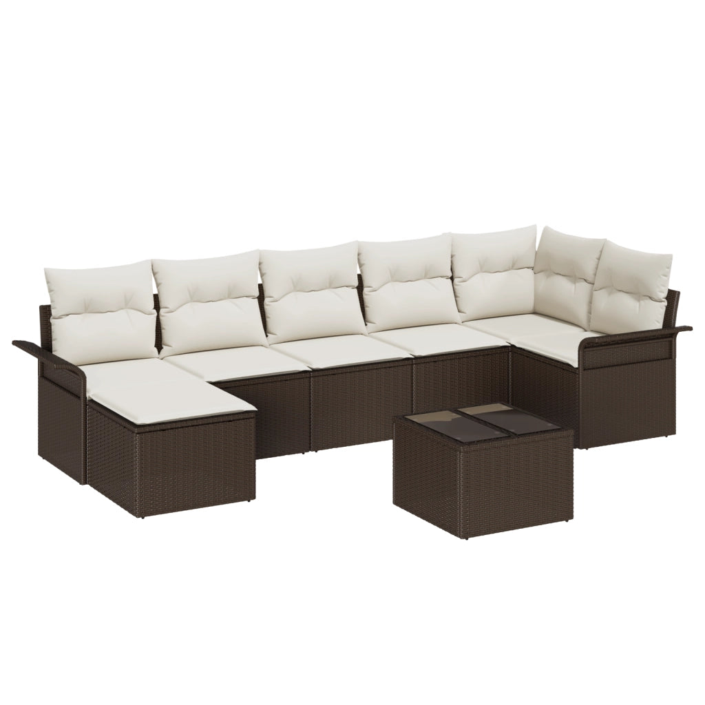 Set divano da giardino 7 pezzi con cuscini grigi in rattan sintetico