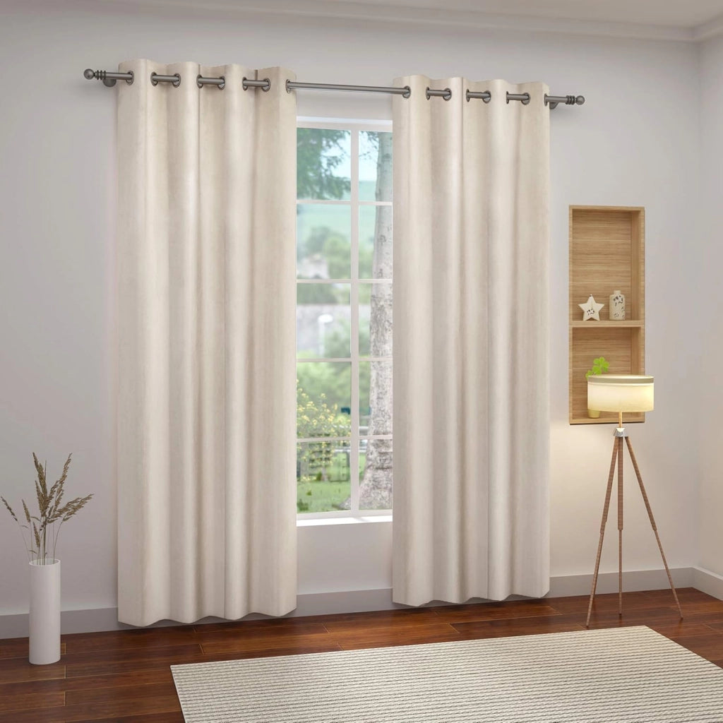 Tende Oscuranti con Occhielli Tende Termiche Opache in Velluto 300 g/m² per Soggiorno Camera da Letto 1 Pannello Beige 140x225 cm