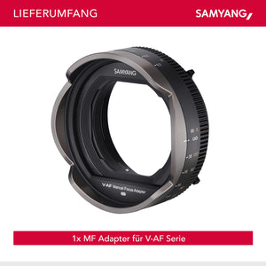 MF Adattatore per obiettivi video V-AF - messa a fuoco manuale precisa con una corsa di messa a fuoco fino a 300°, compatibile con il matte box D95, ideale per le produzioni cinematografiche