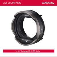 MF Adattatore per obiettivi video V-AF - messa a fuoco manuale precisa con una corsa di messa a fuoco fino a 300°, compatibile con il matte box D95, ideale per le produzioni cinematografiche