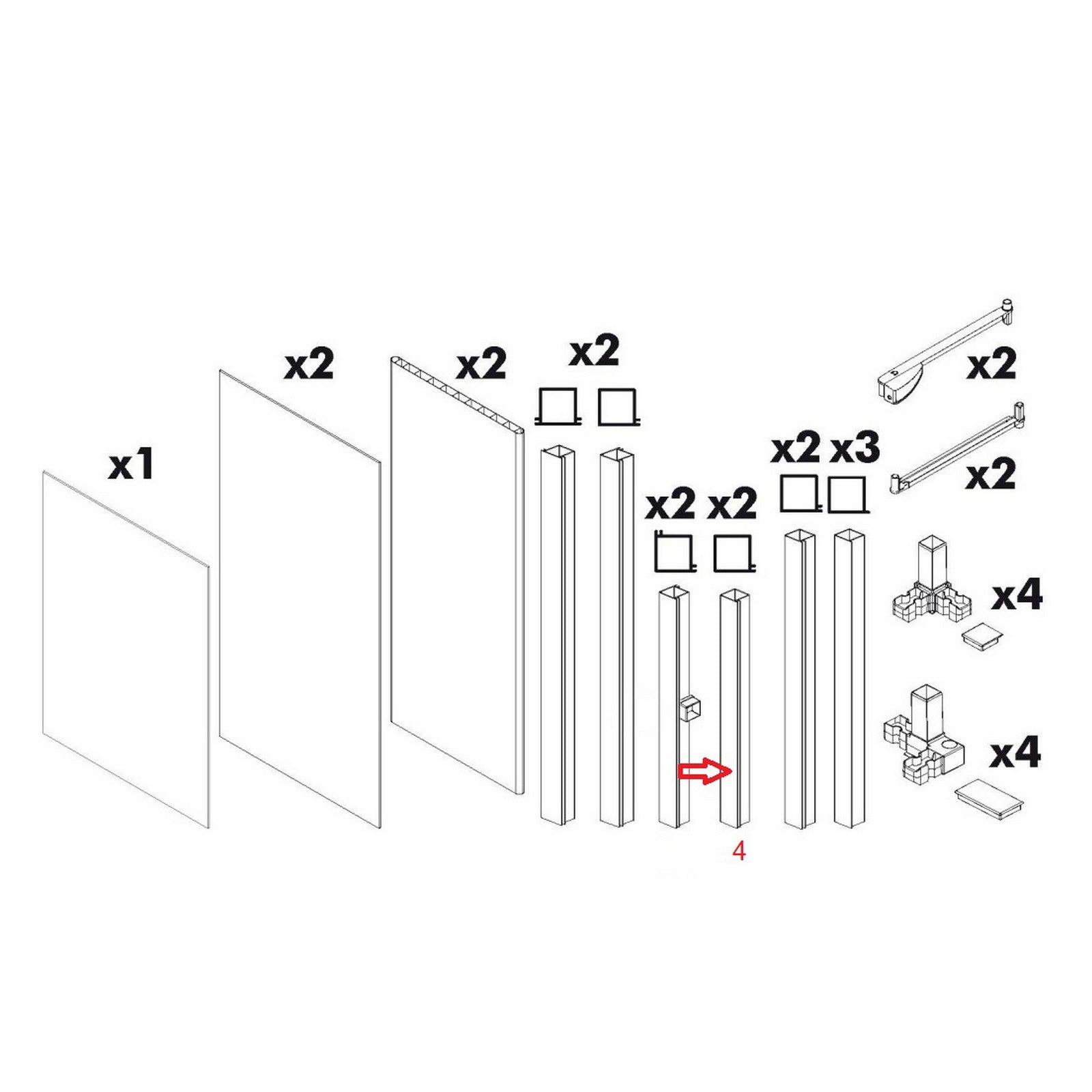 montante nr.4 per kit coprilavatrice resina cod:ferx.603447