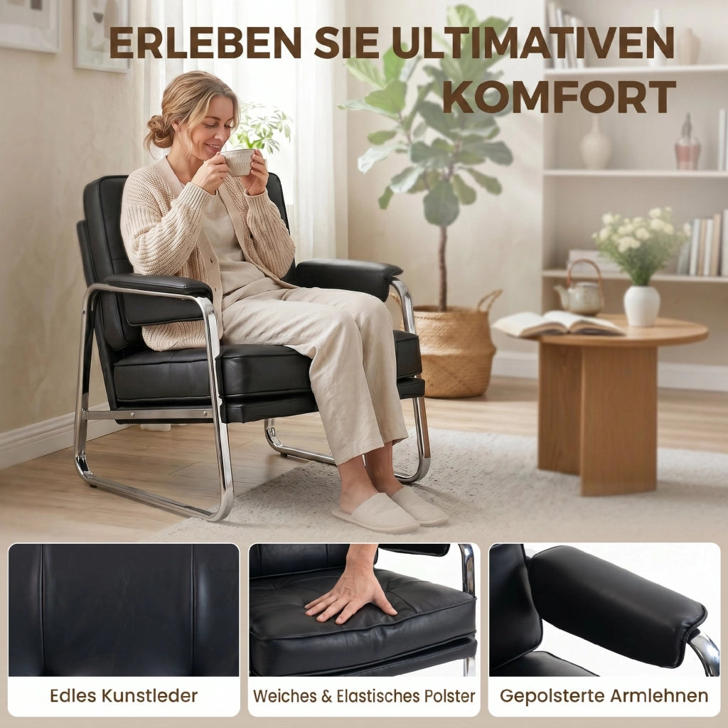 Poltrona relax reclinabile in similpelle ¨C zephmum ¨C nera, metallo, 140x
