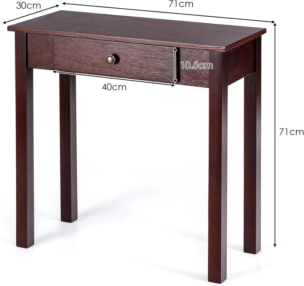 Tavolo da consolle con cassetto, tavolo da ingresso in legno, 71 x 30 x 71 cm, tavolo da divano stretto con gambe in legno di pino, tavolino ausiliario per corridoio, soggiorno, ingresso (Caé)
