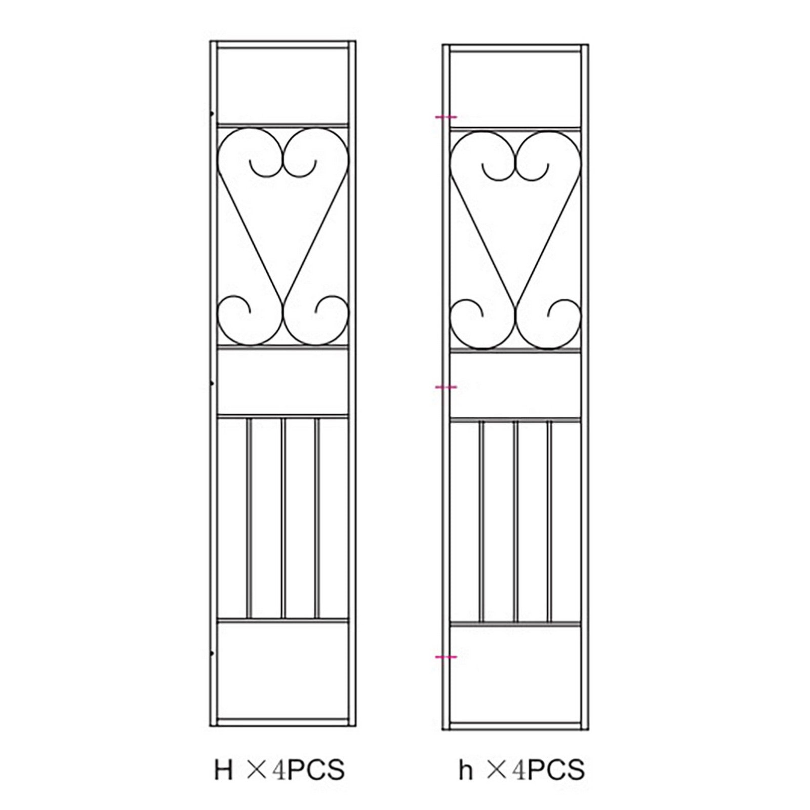 laterali h+h per gazebo in metallo mt.3x3 decorazione ecru yf-3133b cod:ferx.603462