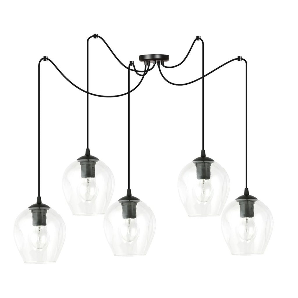 Lampada a sospensione LEVEL in acciaio nero e vetro trasparente