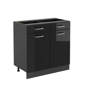 Vicco Mobiletto base per cucina Nero lucido 80 cm senza piano di lavoro