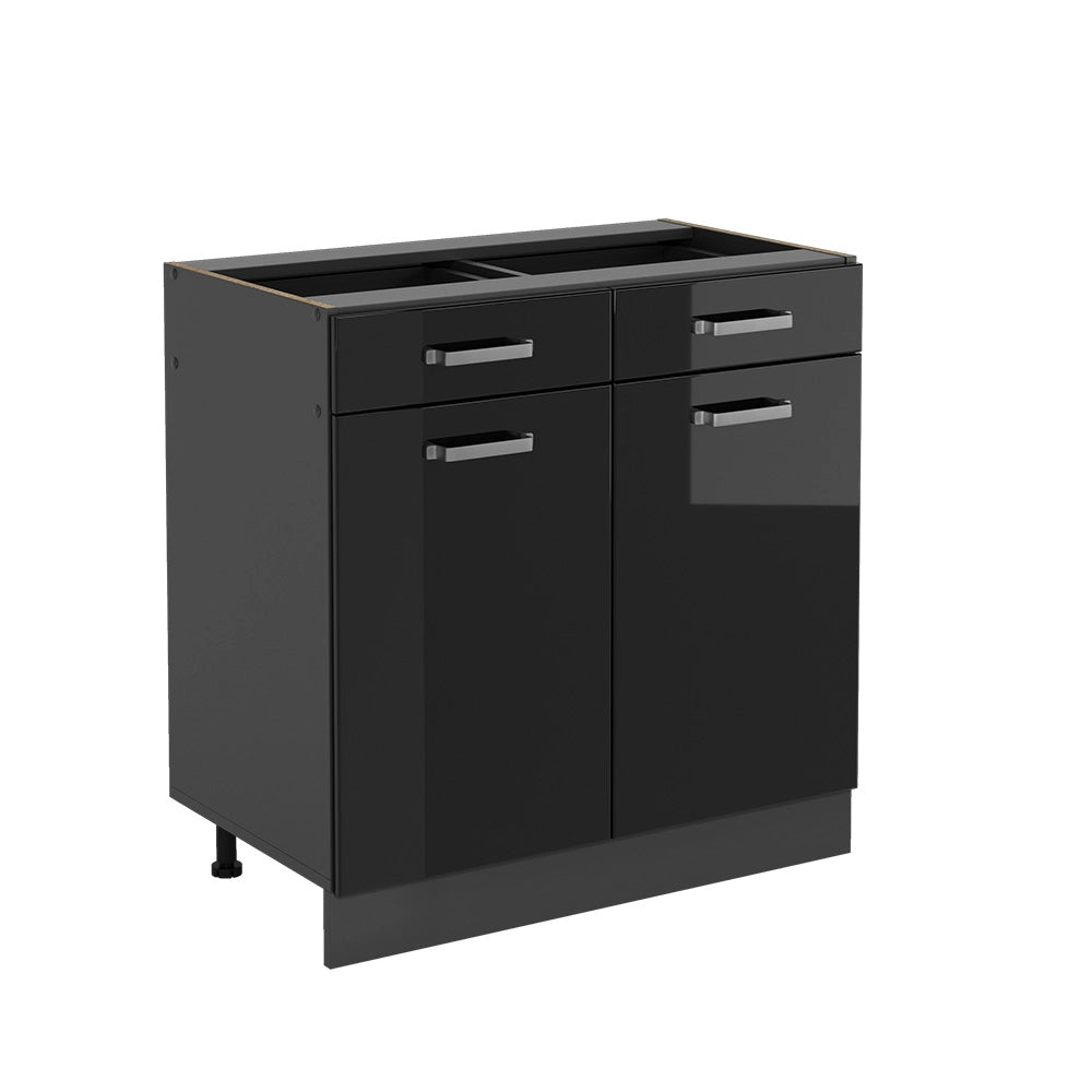 Vicco Mobiletto base per cucina Nero lucido 80 cm senza piano di lavoro