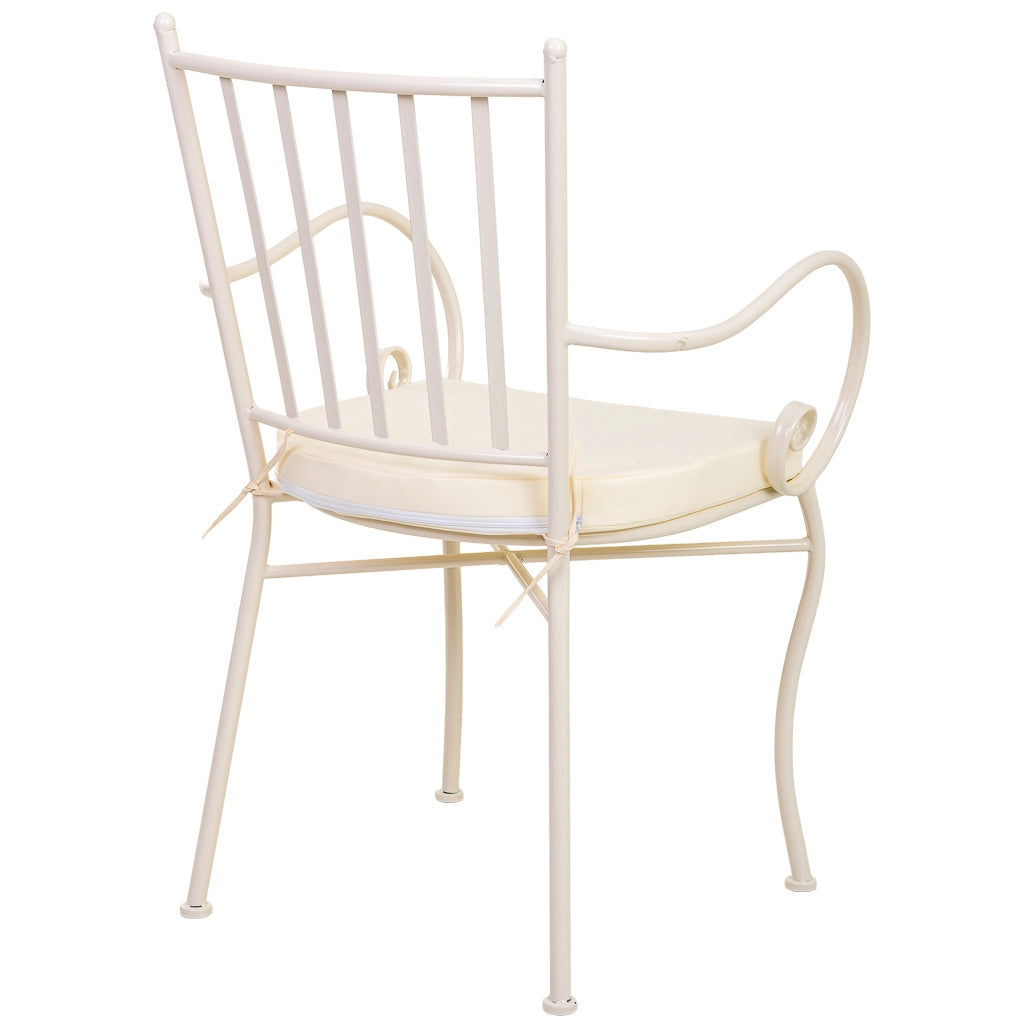 Poltrona in ferro battuto con cuscino 58x54x88h cm Bianco