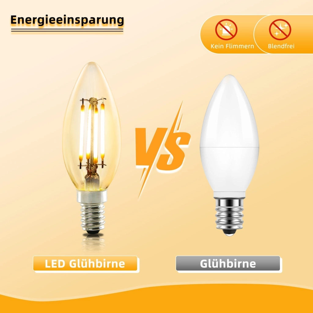 ZMH Lampadina LED E14 a candela bianco caldo 4W 2700K filamento retrò