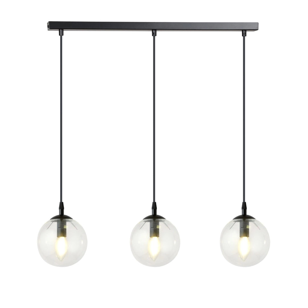 Lampadario Emibig COSMO 3 3xE14 nero vetro trasparente