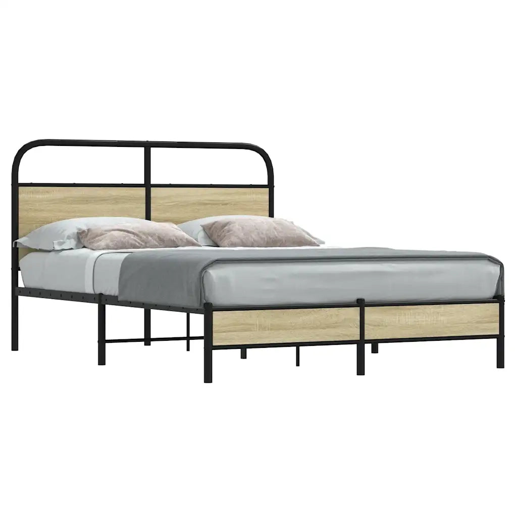 Letto matrimoniale | Letto per adulti | Giroletto senza Materasso Rovere Sonoma 120x200cm in Truciolato