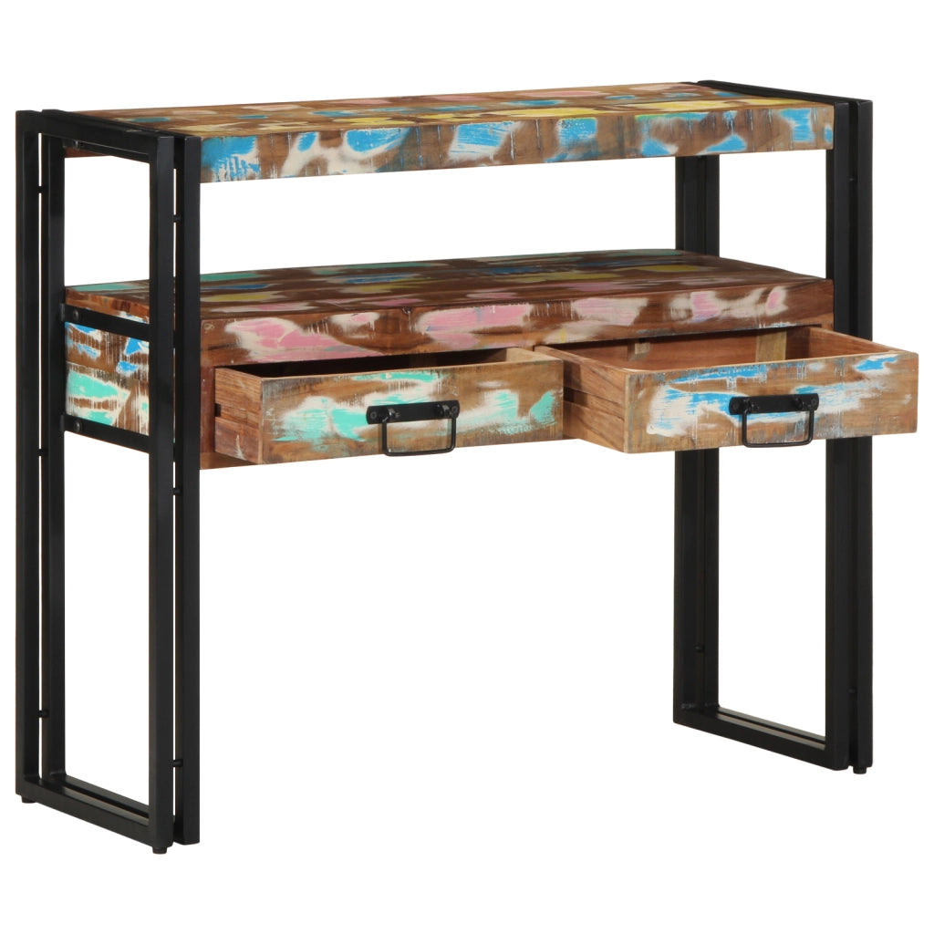 Tavolini  Multicolore 90x33x75 cm in Legno Massello Recuperato e Metallo