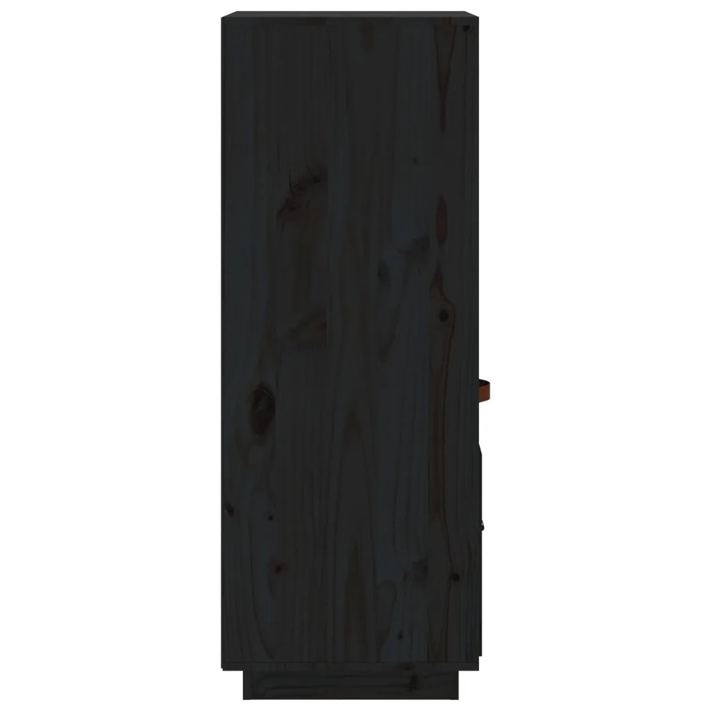 Credenza Nera 34x40x108,5 cm in Legno Massello di Pino 820156