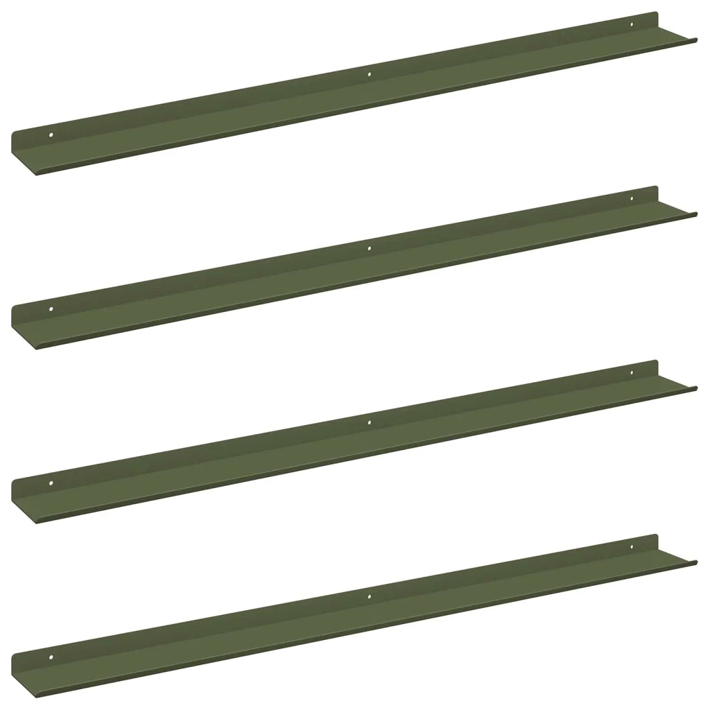 Mensola sospesa 4 pcs Verde oliva 100 x 9 x 2,5 cm Acciaio