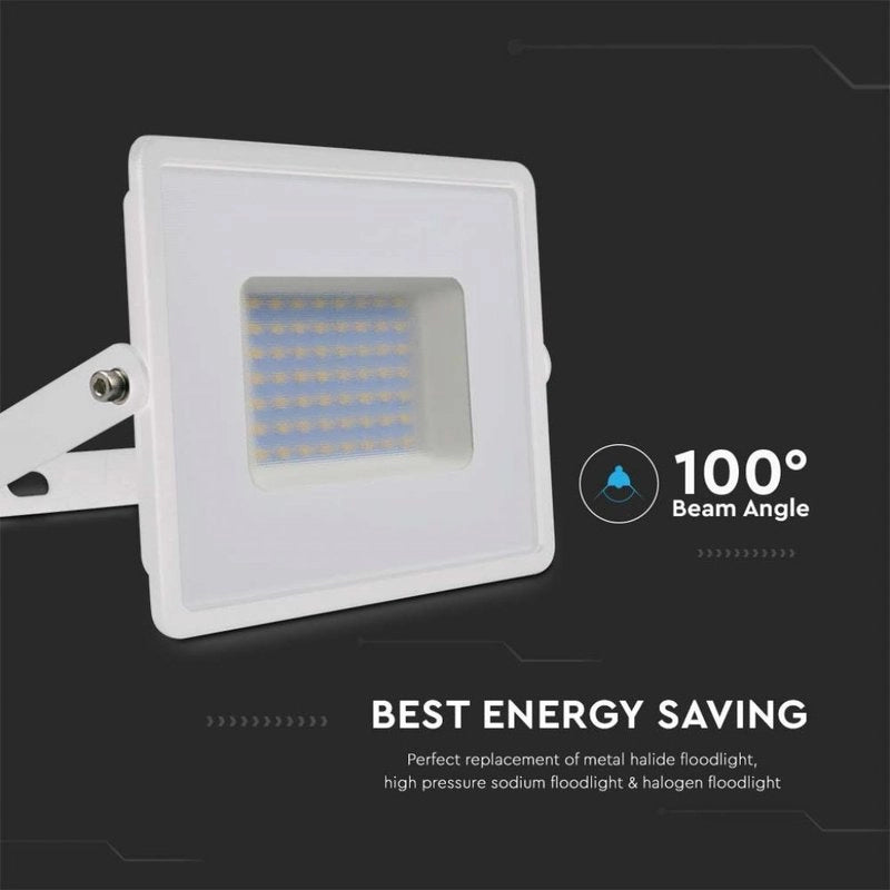 Faro Led Flood Light 50W 4300lm IP65 Slim 198X167X28mm Carcassa Bianca Luce 6500K SKU-215963