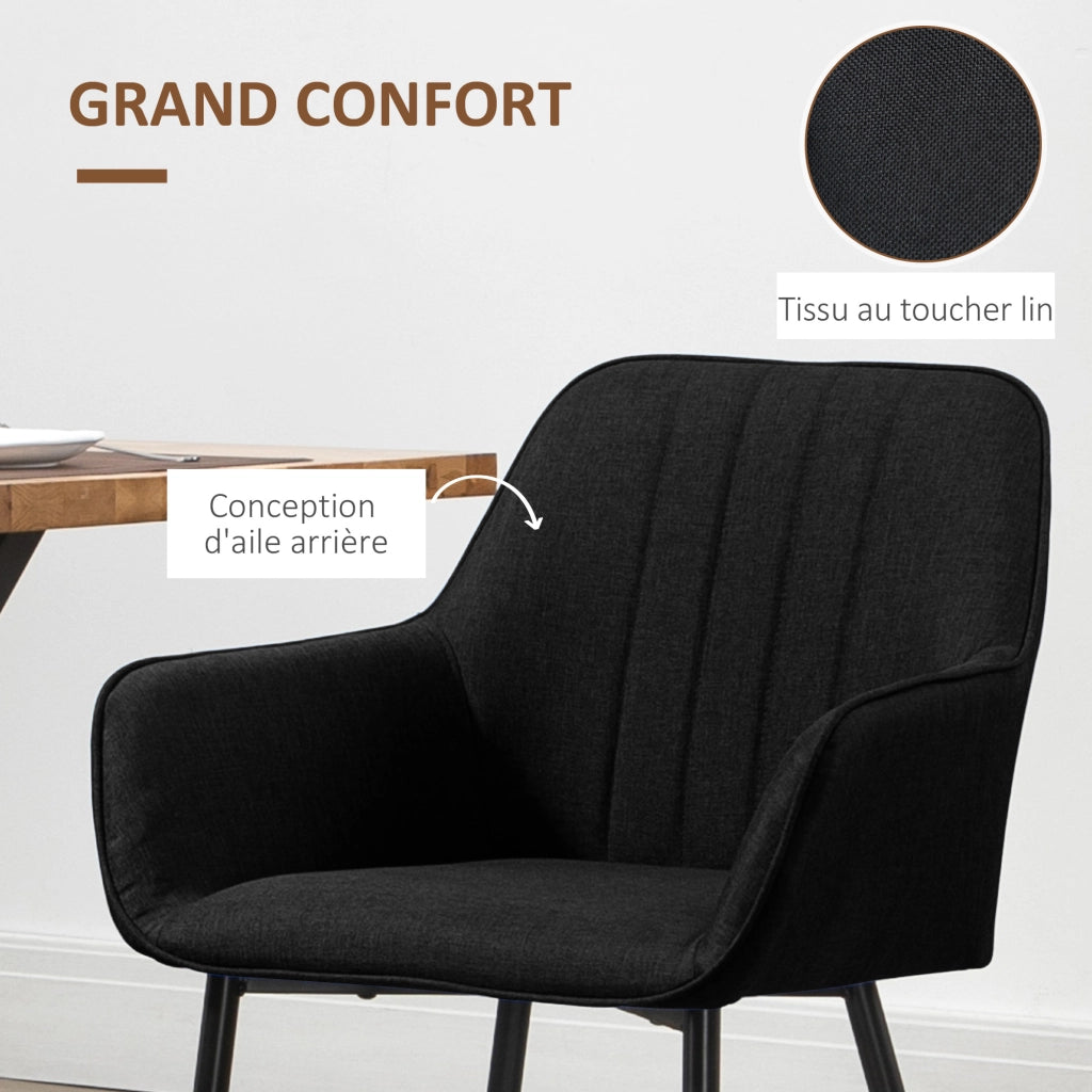 Sedia da Pranzo Scandinava ¨C Zephmum ¨C 2 Pezzi Struttura Metallo Nero