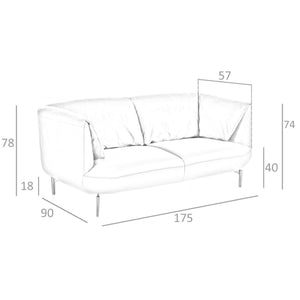 Divano a 2 posti in pelle grigia