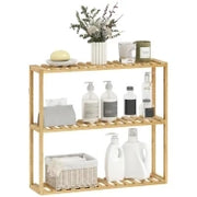 Scaffale da bagno in bambù regolabile, scaffale da bagno a 3 livelli, 60 x 15 x 54 cm, effetto legno naturale