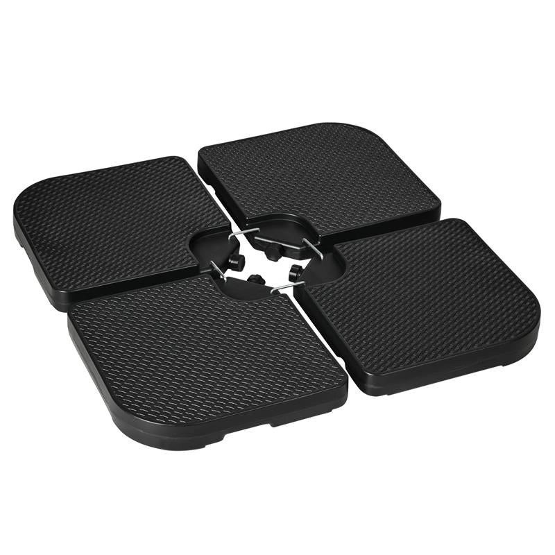BASAMENTO PER OMBRELLONE SET 4 PEZZI IMPILABILI CON MANIGLIE INTEGRATE IN HDPE 99.7X99.7X8.3 CM NERO
