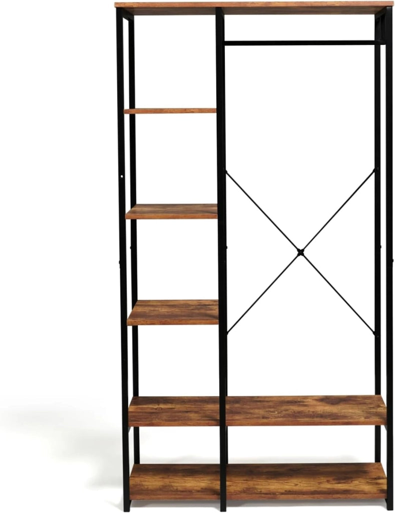 Scaffali per guardaroba L. 90 cm HAWKINS legno scuro design industriale