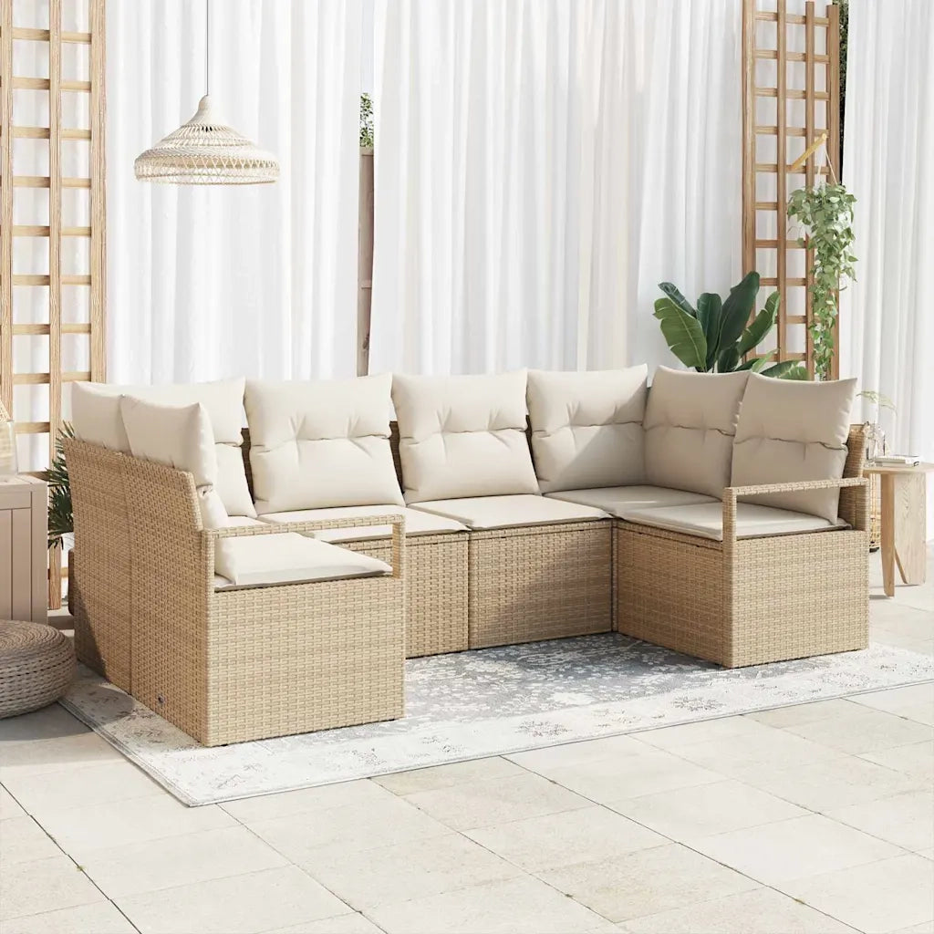 Set di divani con cuscino 6 pcs Beige polyrattan