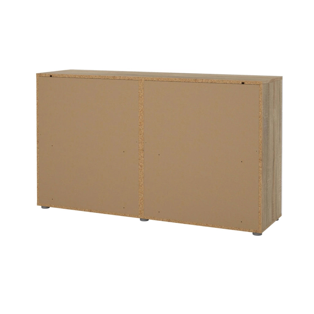 Credenza Phethai, Buffet da soggiorno, Madia da salotto, Dispensa da cucina, 140x40 h82 cm, Quercia e Bianco lucido