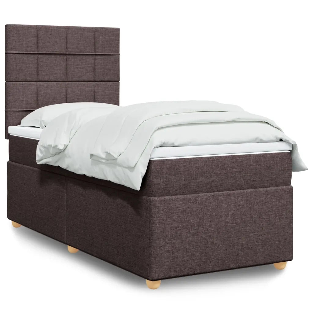 vidaXL Giroletto a Molle con Materasso Marrone Scuro 90x200 cm Tessuto