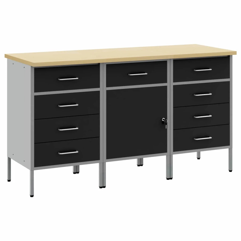 Mobile da lavoro 3 pcs Nero e Grigio 150 x 55 x 85 cm 3321372