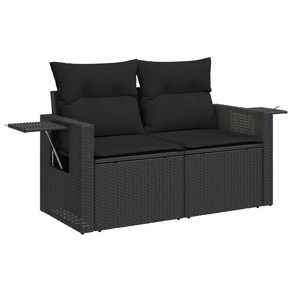 Set Divani da Giardino con Cuscini 7pz Nero Polyrattan 3326416