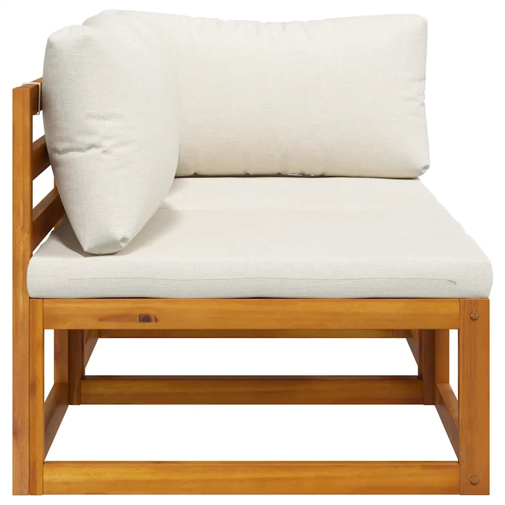 Set Divani da Giardino 2 pz con Cuscini Bianco Crema in Acacia 311857