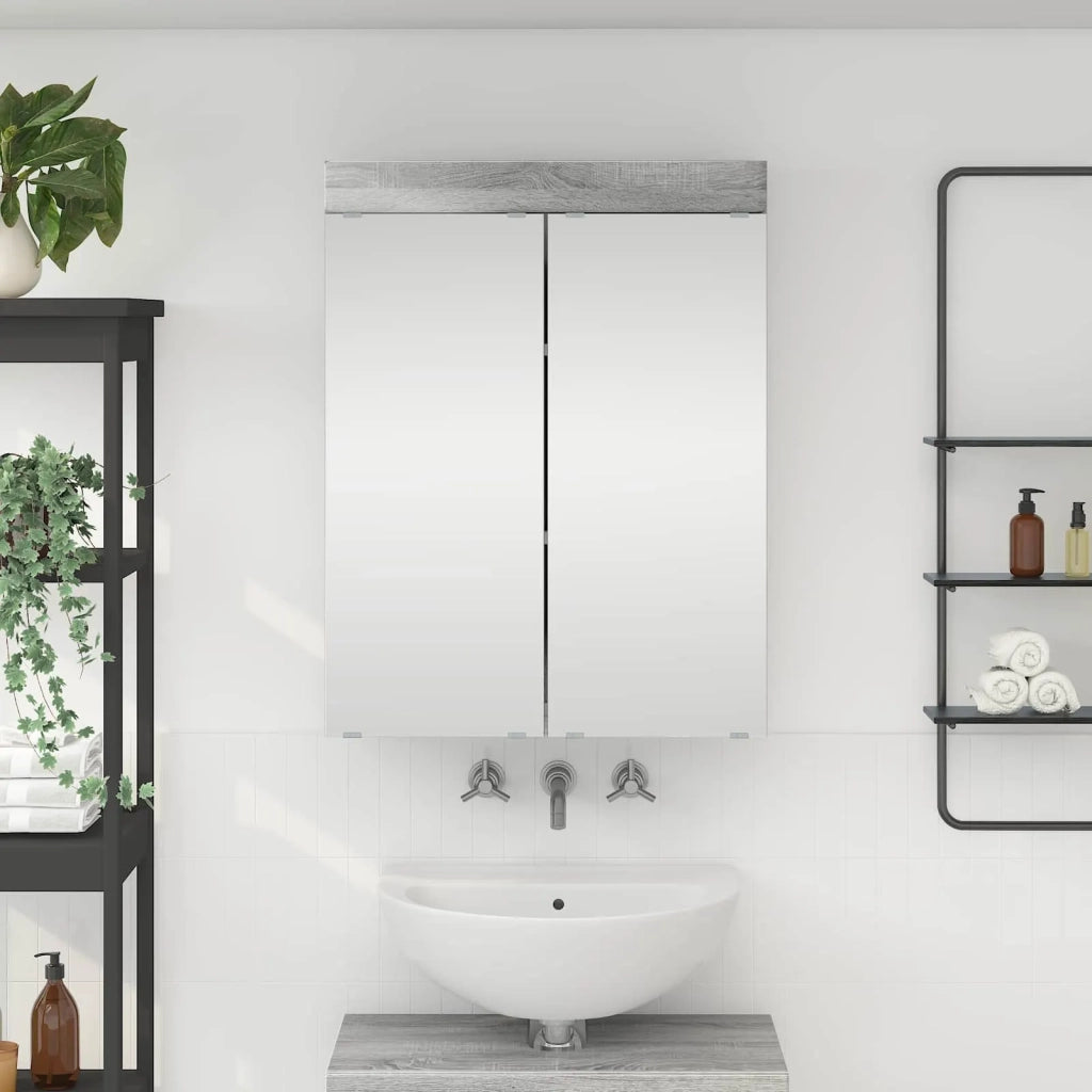 Mobiletto per specchio da bagno con porta TULUM Grigio Sonoma 880367