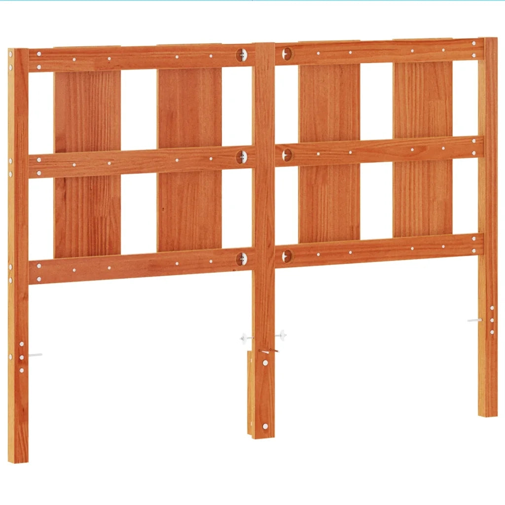 Testiera Marrone Cera 135 cm in Legno Massello di Pino 844220