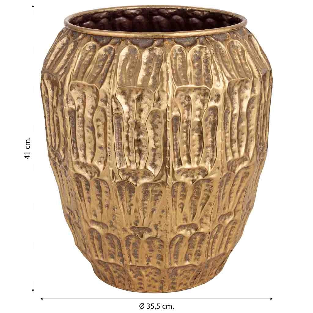 Vaso da fiori in metallo dorato 35,5x35,5x41h cm