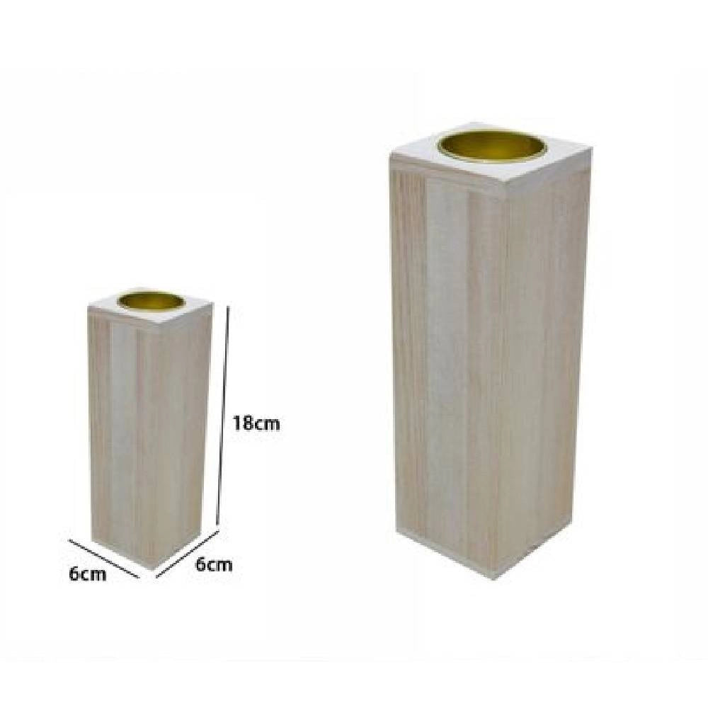 Trade Shop - Porta Candela Base Portacandela Lumini In Legno Naturale 18cm Decorazione 53738a -