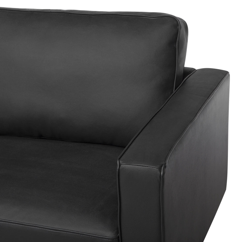 Set Divani In Pelle Nera Divano 3 Posti Poltrona Minimalista Moderno
