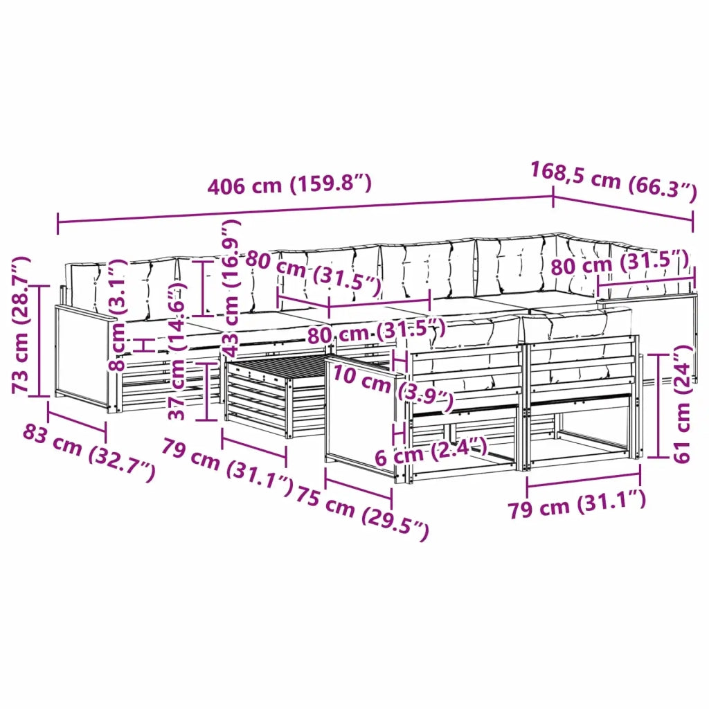 Set di divani da esterno 9 pz 3383536