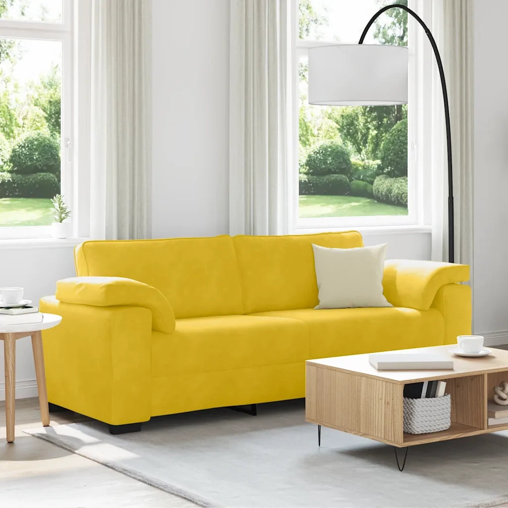Divano a 3 Posti-Sofa 3 Posti Giallo 178 cm in Velluto