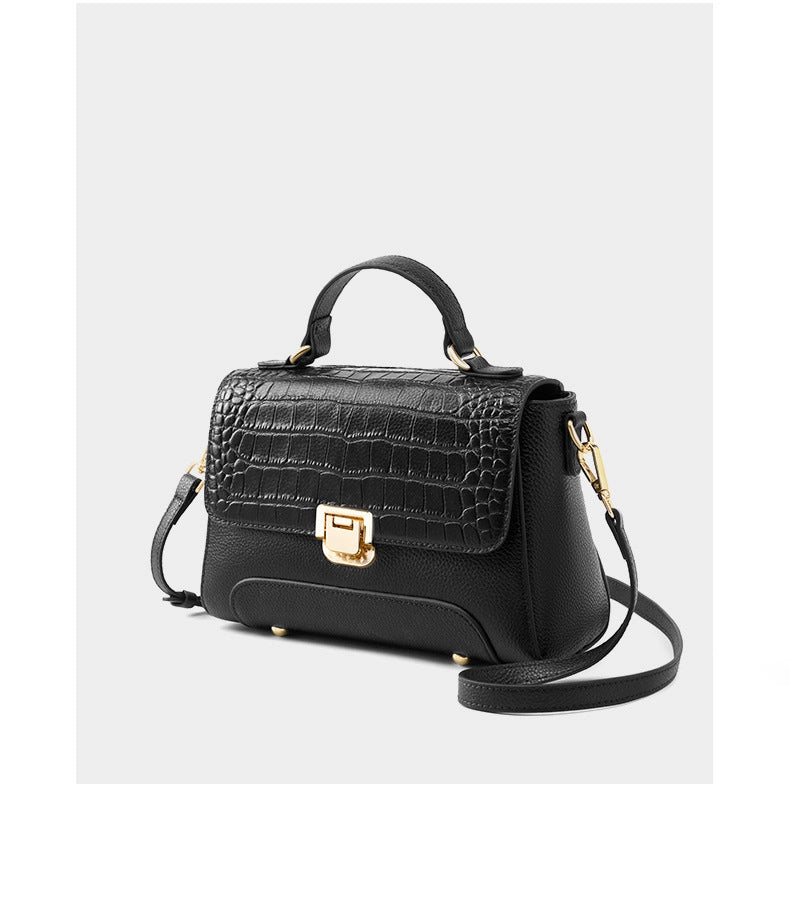 Borsa a tracolla da donna in vera pelle, colore nero.