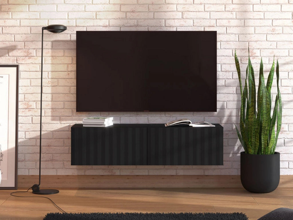 Vetto, Mobile Porta tv un Ripiano, 128x42x32h cm Nero