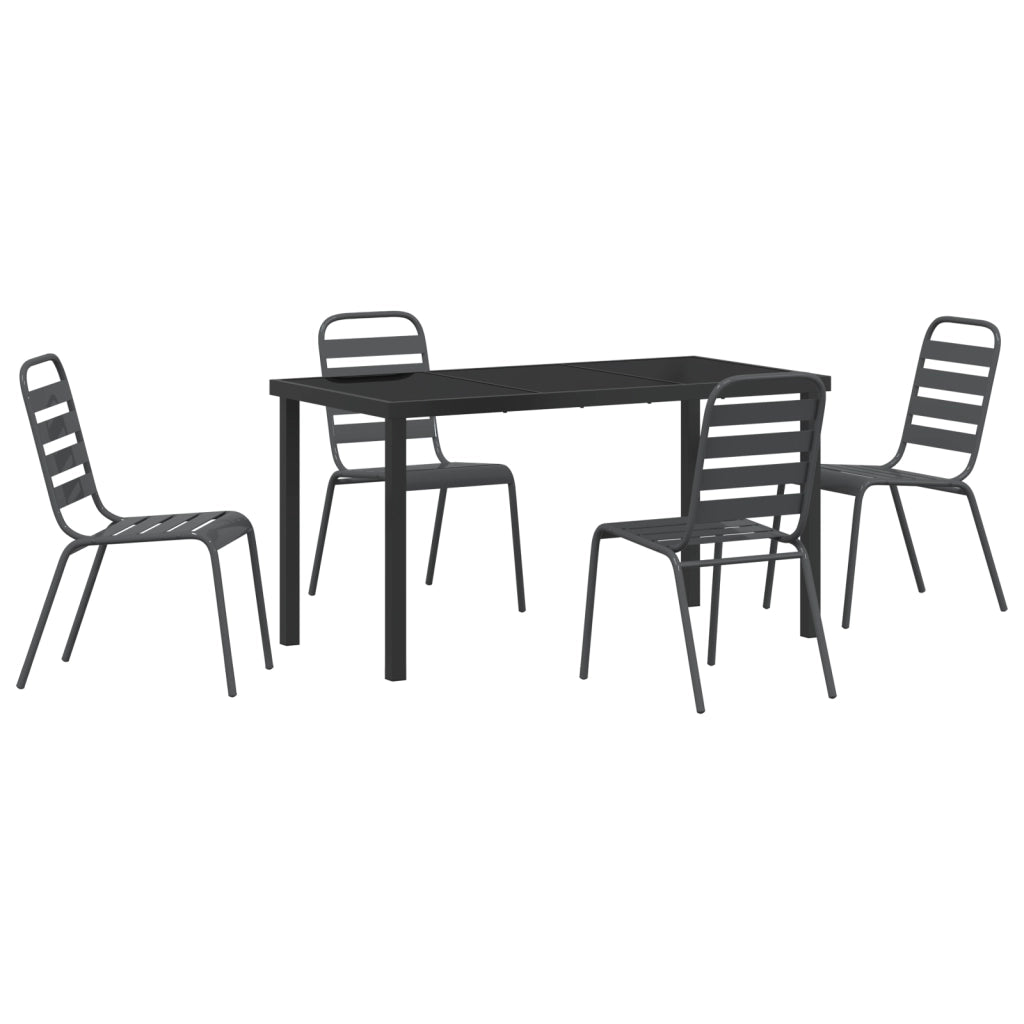 Set da Pranzo Giardino 5 Pezzi Grigio Scuro in Acciaio