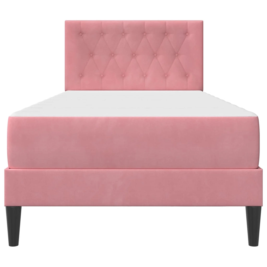 Struttura letto con materasso Rosa 100 x 200 cm Velluto 3415033