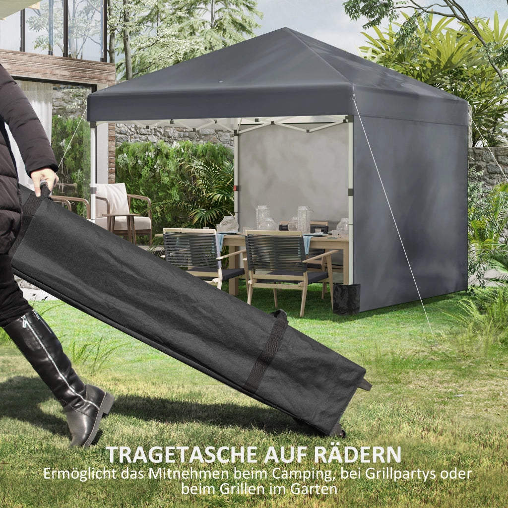 Gazebo pieghevole con 2 pareti ¨C zephmum ¨C grigio scuro 3x3 m